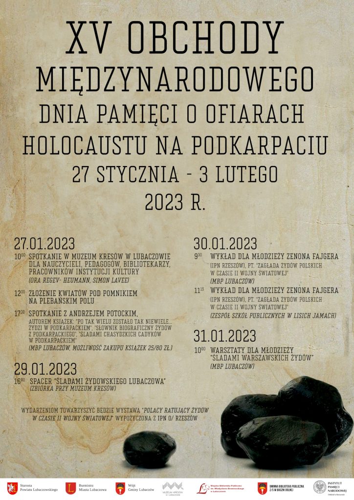 Plakat wydarzenia - XV Obchody Międzynarodowego Dnia Pamięci o Ofiarach Holocaustu ma Podkarpaciu